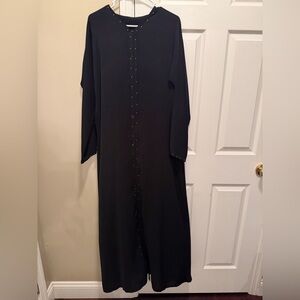 Dubai saudi black abaya with Elegant Studded crystal Detail